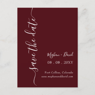 Elegant Burgundy Save the Date Announcement Postcard
