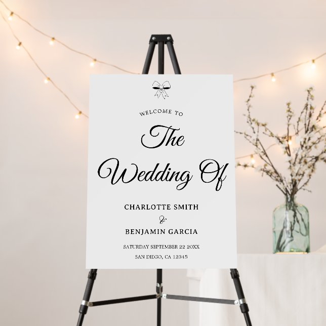 Elegant Burgundy Script Cream Ivory Bow Wedding Foam Board (In Situ (Stand))