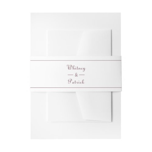 Elegant Burgundy Script Wedding Invitation Formal Invitation Belly Band