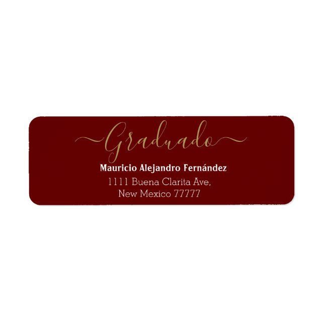 Elegant Burgundy Spanish | Class Year Return Lab Label (Front)