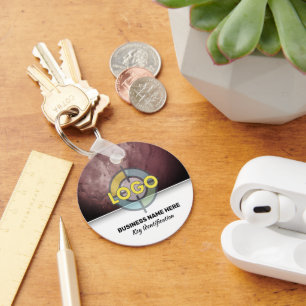 Elegant Burgundy Stone Modern Branding Custom Logo Keychain