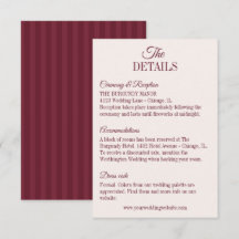 Elegant Burgundy Stripes Wedding Details