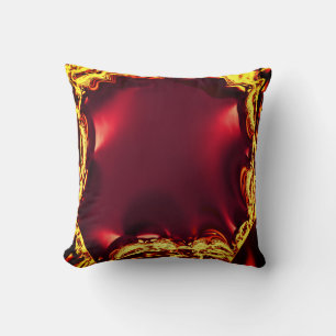 Elegant burgundy stuffed or hole? Yellow border Throw Pillow