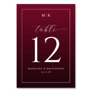 Elegant Burgundy Table Number