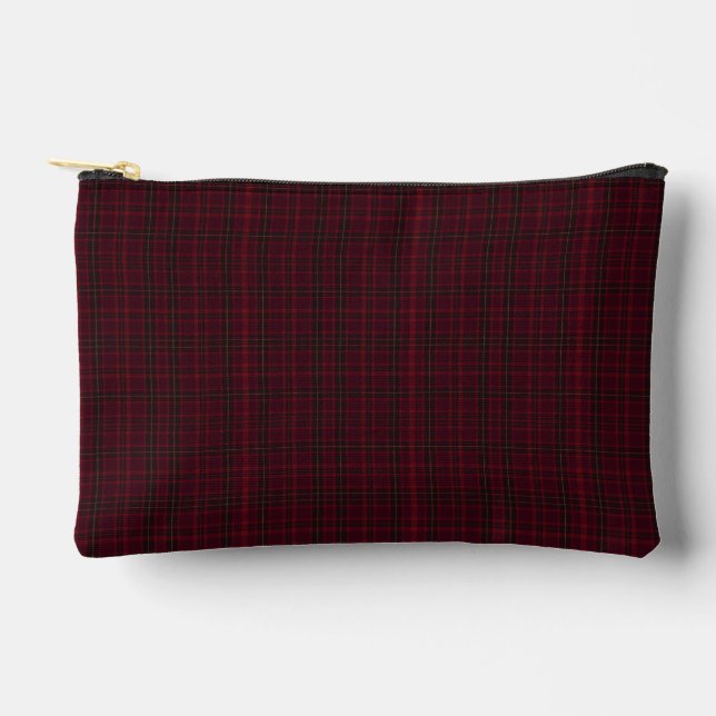 Elegant Burgundy Tartan Accessory Pouch (Front)