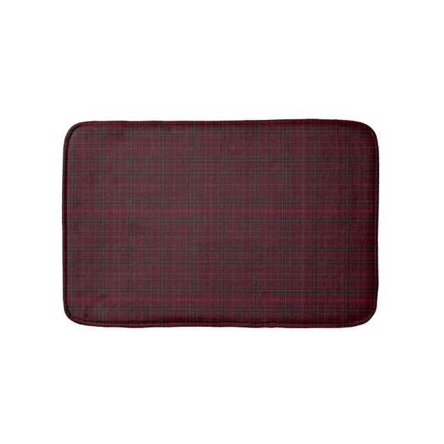 Elegant Burgundy Tartan Bath Mat (Front)
