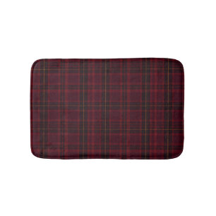 Elegant Burgundy Tartan Bath Mat