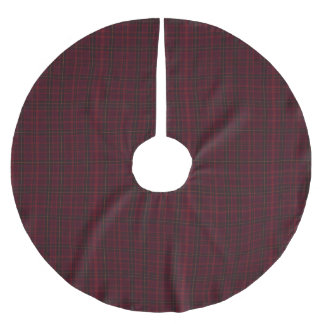 Elegant Burgundy Tartan Brushed Polyester Tree Skirt