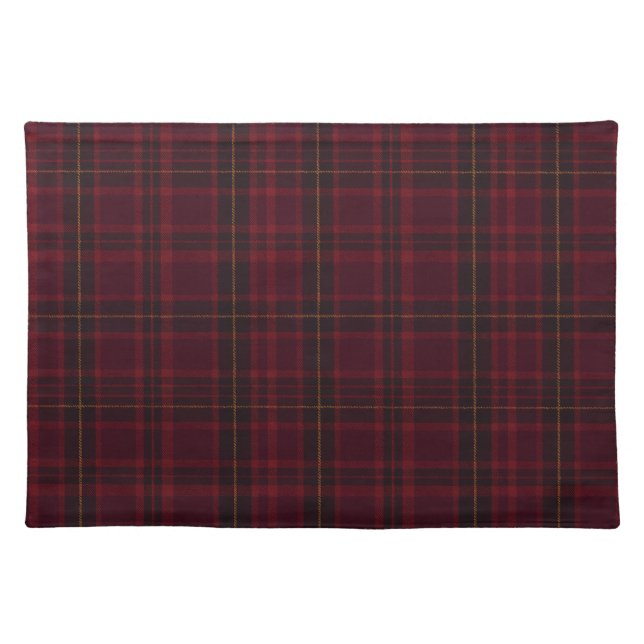 Elegant Burgundy Tartan Cloth Placemat (Front)