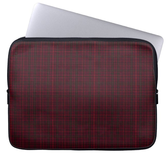 Elegant Burgundy Tartan Laptop Sleeve (Front)