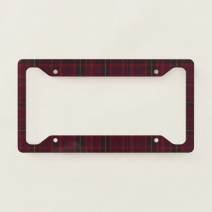 Elegant Burgundy Tartan License Plate Frame