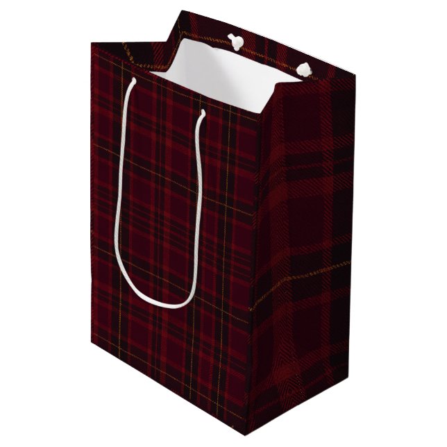 Elegant Burgundy Tartan Medium Gift Bag (Front Angled)
