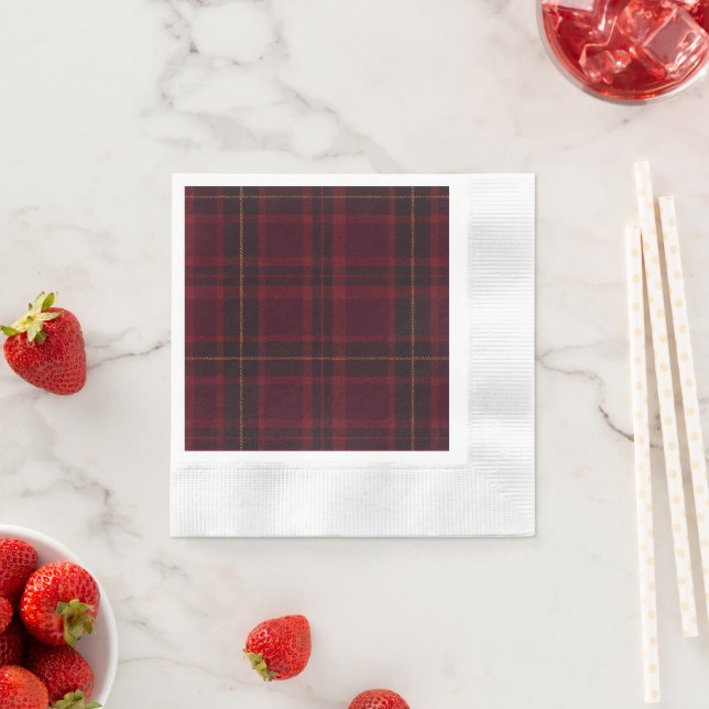Elegant Burgundy Tartan Napkins (Insitu)