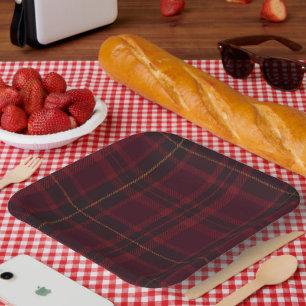 Elegant Burgundy Tartan Paper Plates