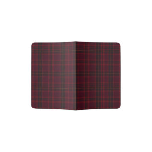 Elegant Burgundy Tartan Passport Holder