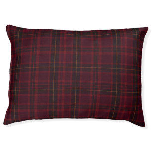 Elegant Burgundy Tartan Pet Bed