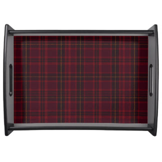 Elegant Burgundy Tartan Serving Tray