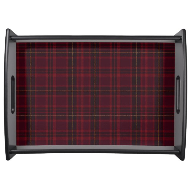Elegant Burgundy Tartan Serving Tray (Front)