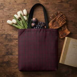 Elegant Burgundy Tartan Tote Bag