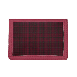 Elegant Burgundy Tartan Tri-fold Wallet