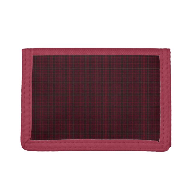 Elegant Burgundy Tartan Trifold Wallet (Front)