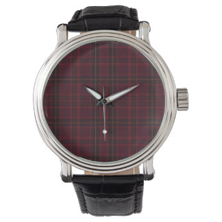 Elegant Burgundy Tartan Watch
