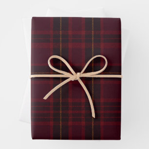 Elegant Burgundy Tartan Wrapping Paper Sheets