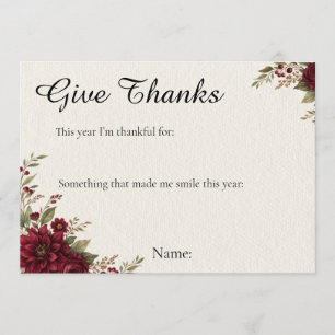 Elegant Burgundy Thanksgiving Gratitude Card