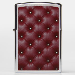 Elegant Burgundy Tufted Leather Zippo Lighter