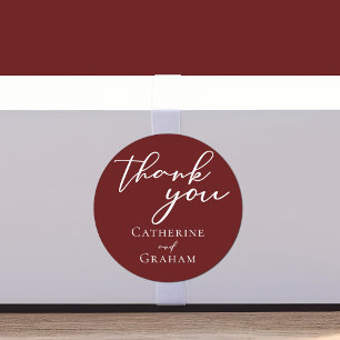 Elegant Burgundy Typography Evening Wedding Classic Round Sticker