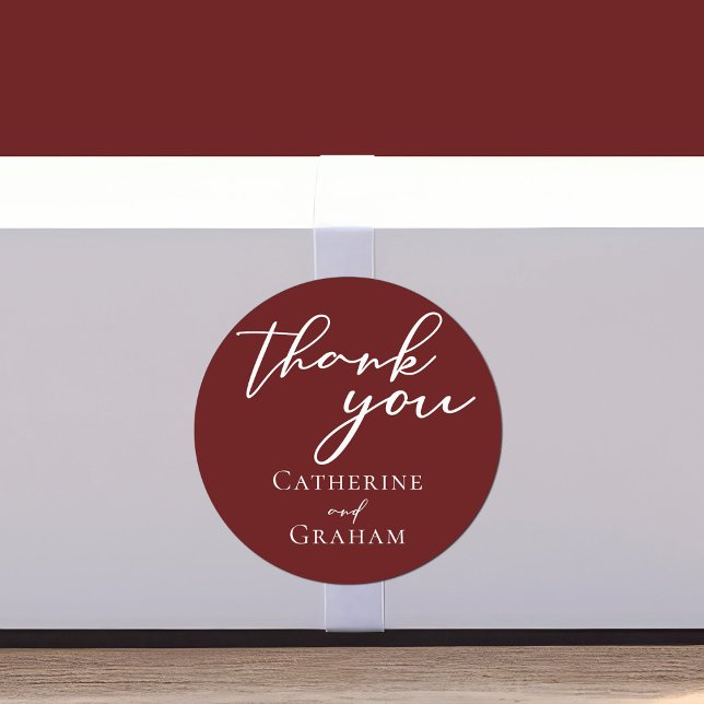 Elegant Burgundy Typography Evening Wedding Classic Round Sticker (Creator Uploaded)