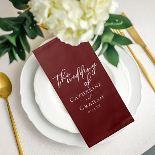 Elegant Burgundy Typography Evening Wedding Cloth Napkin