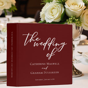 Elegant Burgundy Typography Wedding Photo Album 3 Ring Binder