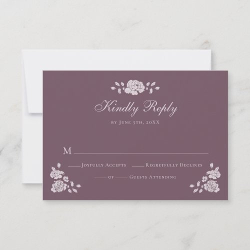 Elegant Burgundy Vintage Botanical RSVP Card