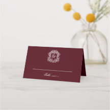 Elegant Burgundy Vintage Crest Monogram Wedding