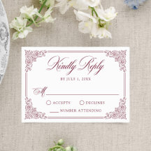 Elegant Burgundy Vintage Ornate Frame Wedding