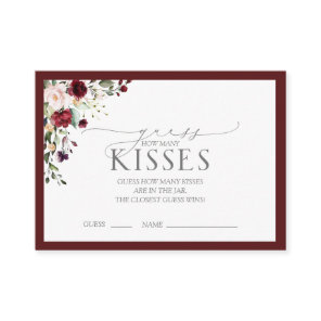 Elegant Burgundy Watercolor Bridal Shower Game Enclosure Card