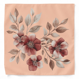Elegant Burgundy Watercolor Floral Bouquet Bandana
