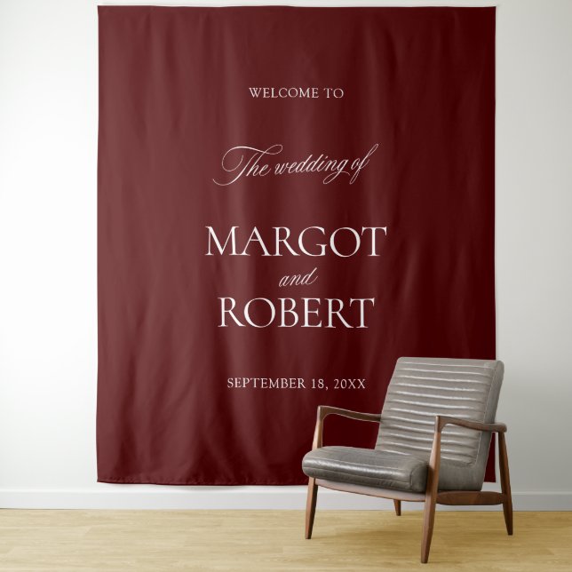 Elegant Burgundy Wedding Backdrops Banner (In Situ)
