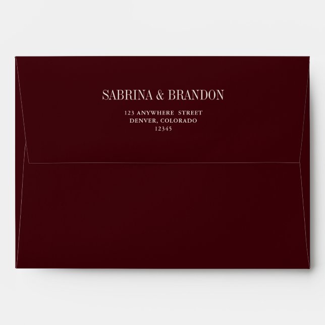 Elegant Burgundy Wedding Envelope Return Address (Back (Top Flap))
