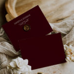 Elegant Burgundy Wedding Envelope Return Address<br><div class="desc">A refined burgundy envelope return-address design featuring classic serif typography for a timeless, elegant wedding aesthetic. Perfect for sealing your invitation suites, save-the-dates, thank-you cards, holiday cards, and formal event stationery. Fully customizable with your names and return address on the envelope flap. Part of the "Sabrina" Wedding Collection — follow...</div>