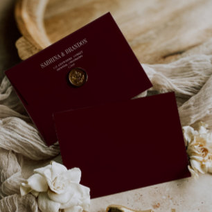 Elegant Burgundy Wedding Envelope Return Address