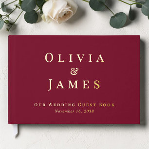 Elegant Burgundy Wedding Foil Guest Book