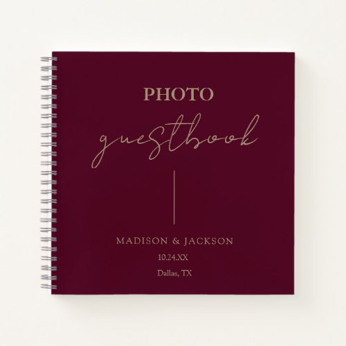 Elegant Burgundy Wedding Guestbook Notebook