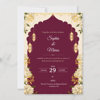 Elegant Burgundy Wedding Invitation Card