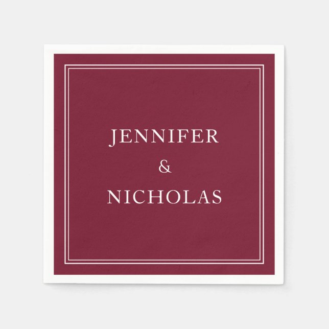 Elegant Burgundy Wedding Napkins (Front)