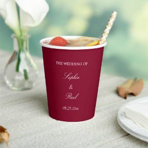 Elegant Burgundy Wedding Paper Cups
