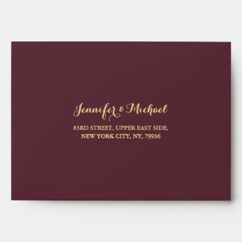 Elegant Burgundy Wedding Party Return Address Rsvp Envelope by iCoolCreate at Zazzle