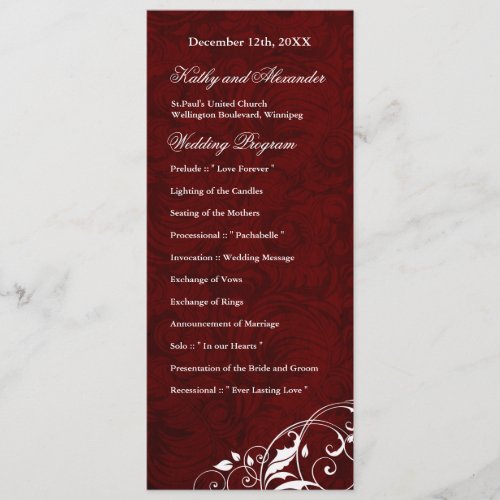 Elegant  Burgundy Wedding Program