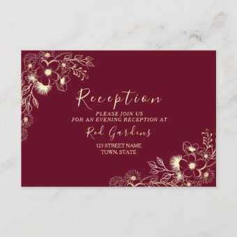 Elegant Burgundy Wedding Reception Enclosure Card | Zazzle